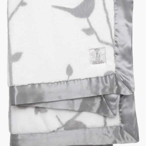 Little Giraffe Birdsong Satin Trim Blanket - Picture 1 of 3